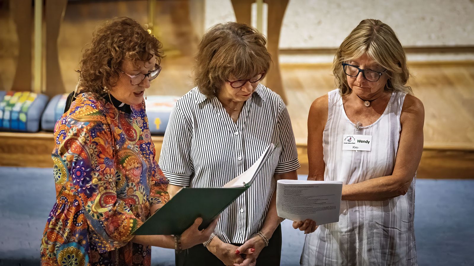 Members singing together in worship